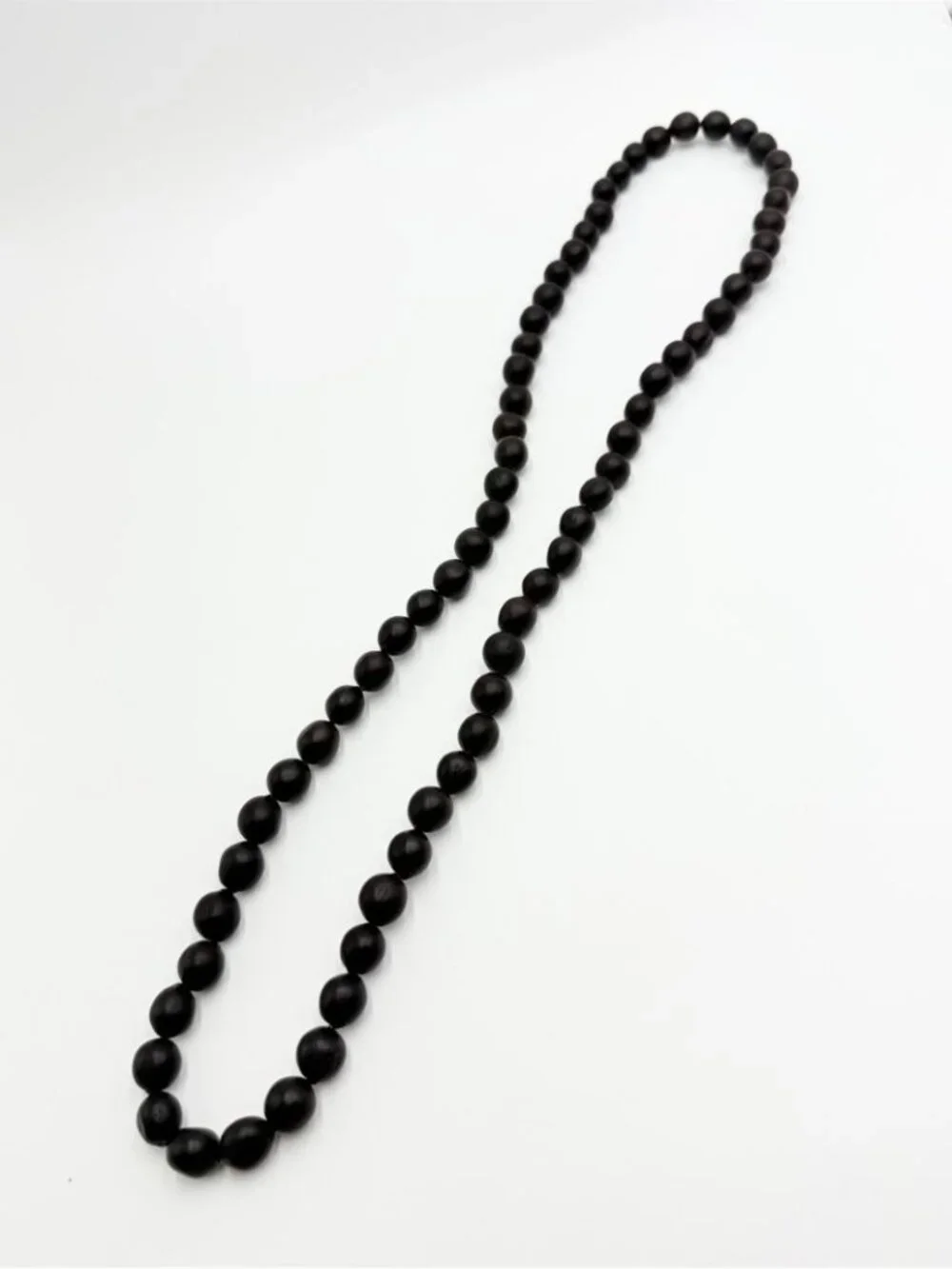 Vintage Graduated Cocoa Brown Wooden Bead Necklace Boho Statement